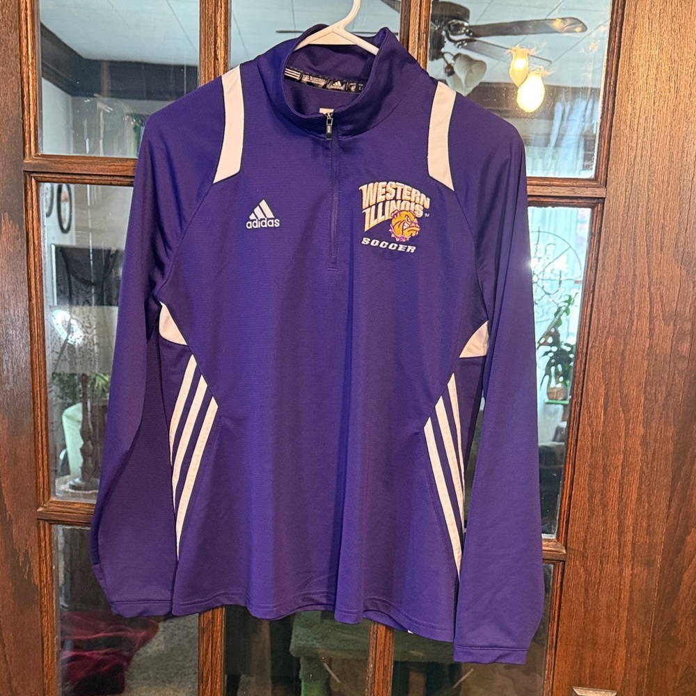 Adidas Western Illinois Soccer Quarter Zip Pullover Purple Womens Large WIU